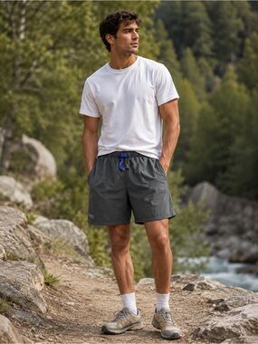 Vintage Columbia Outdoor Nylon Shorts Gray Blue Belt Men’s